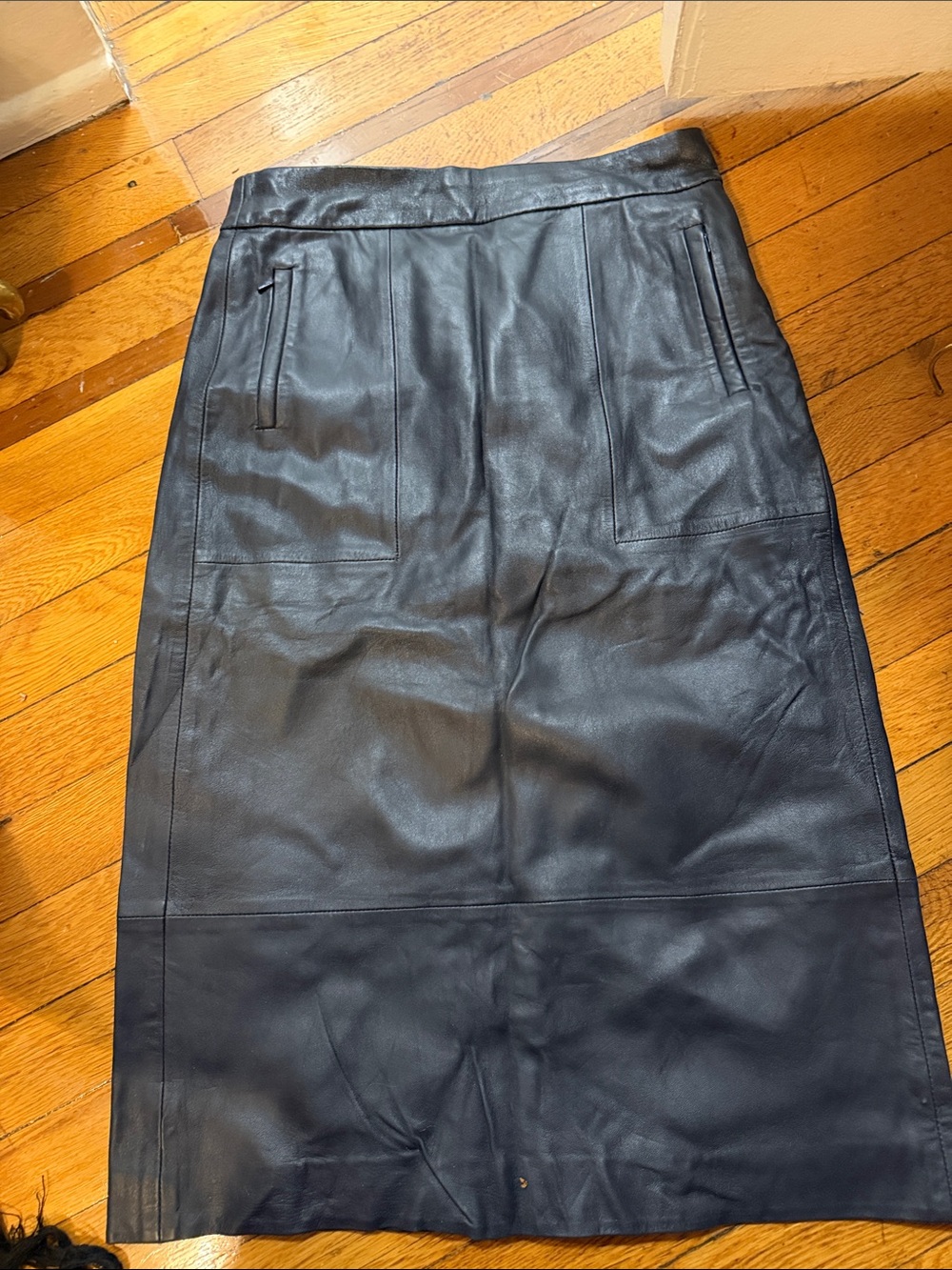 Black Leather Midi Skirt
